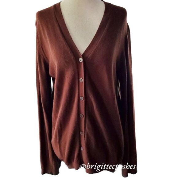 Made in Italy Benetton Brown Cardigan Size Large - Picture 1 of 7